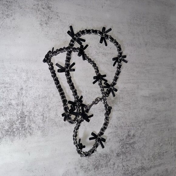 NEW Coach Leather Bow Replacement Strap Chain Silver/Black CY260 - Picture 4 of 7